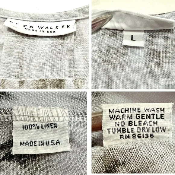 Bryn Walker Fran Gray Linen Bell Sleeve Tie Dye Tunic Top Blouse Size Large - Picture 10 of 12